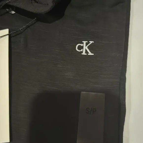 NWT Calvin Klein Jeans Black With White Logo Polo Shirt Size Small - Picture 3 of 5